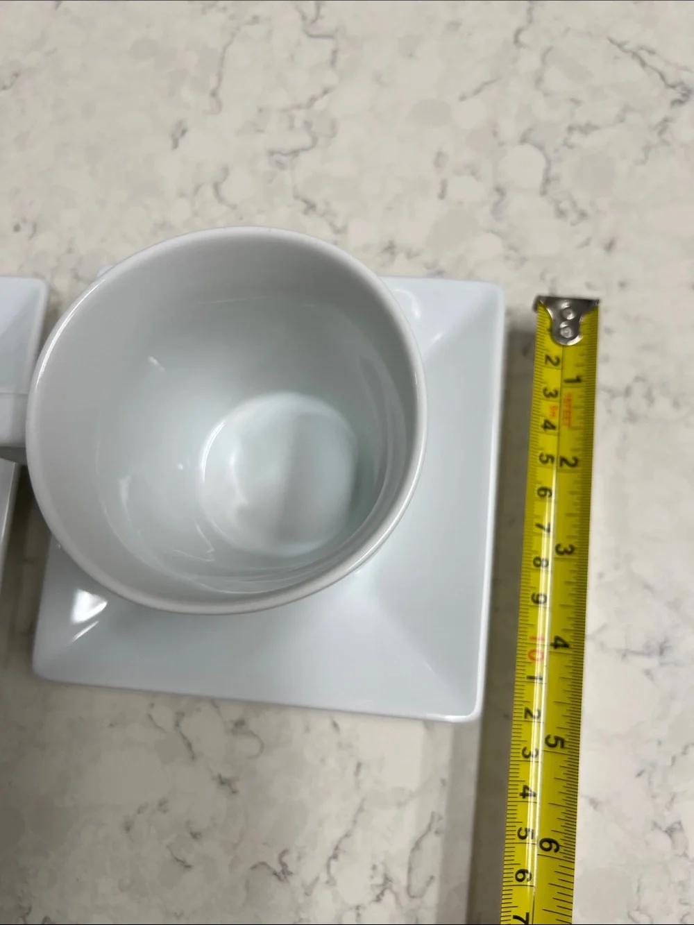 White Porcelain Square Cup & Saucer Set - 2 Pieces